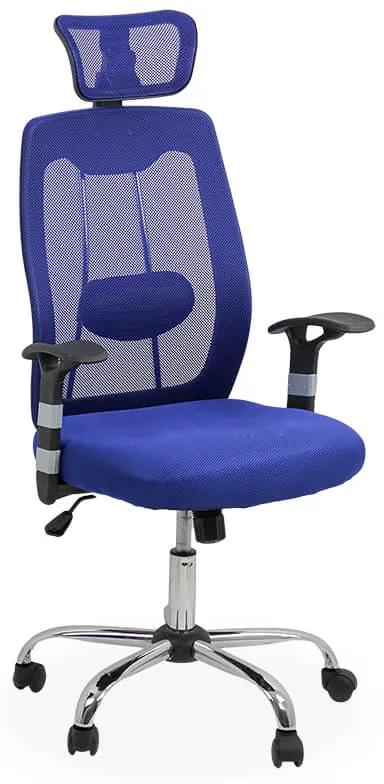 Scaun ergonomic cu tetiera si reglaj lombar pentru birou OFF 988 albastru
