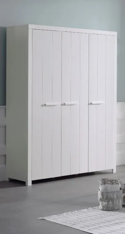 Set Mobilier Cameră Copii ERIK, pat 90x200 cm, dulap cu 3 uși, noptieră și sertar, alb – Vipack