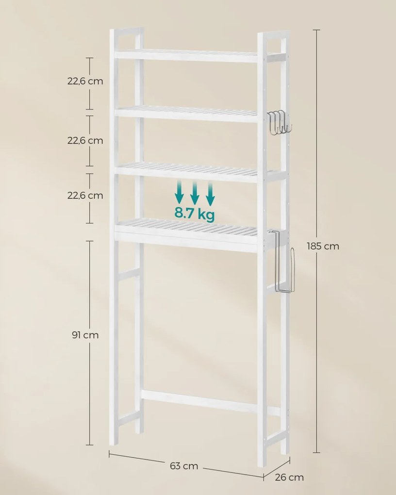 Raft baie WC Songmics Alb 63x26x185 cm