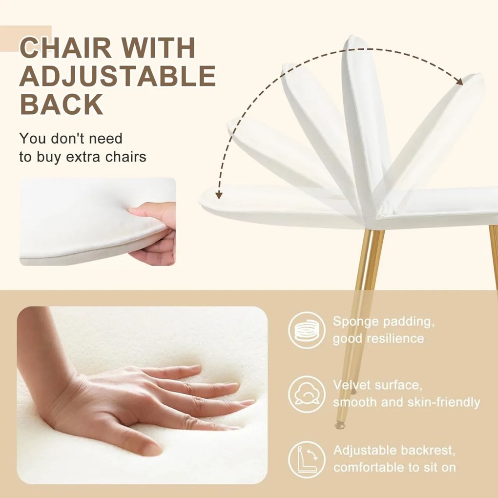 Masuta machiaj cu Oglinda LED si 3 Sertare pentru Cosmetice, Set Masa toaleta 100 cm, Alb Lucios, masuta cosmetica, vanity - SEA435