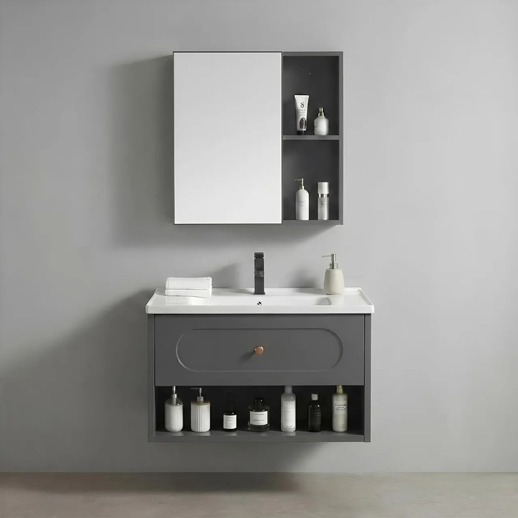 Set mobilier de baie cu lavoar River 60cm Grey