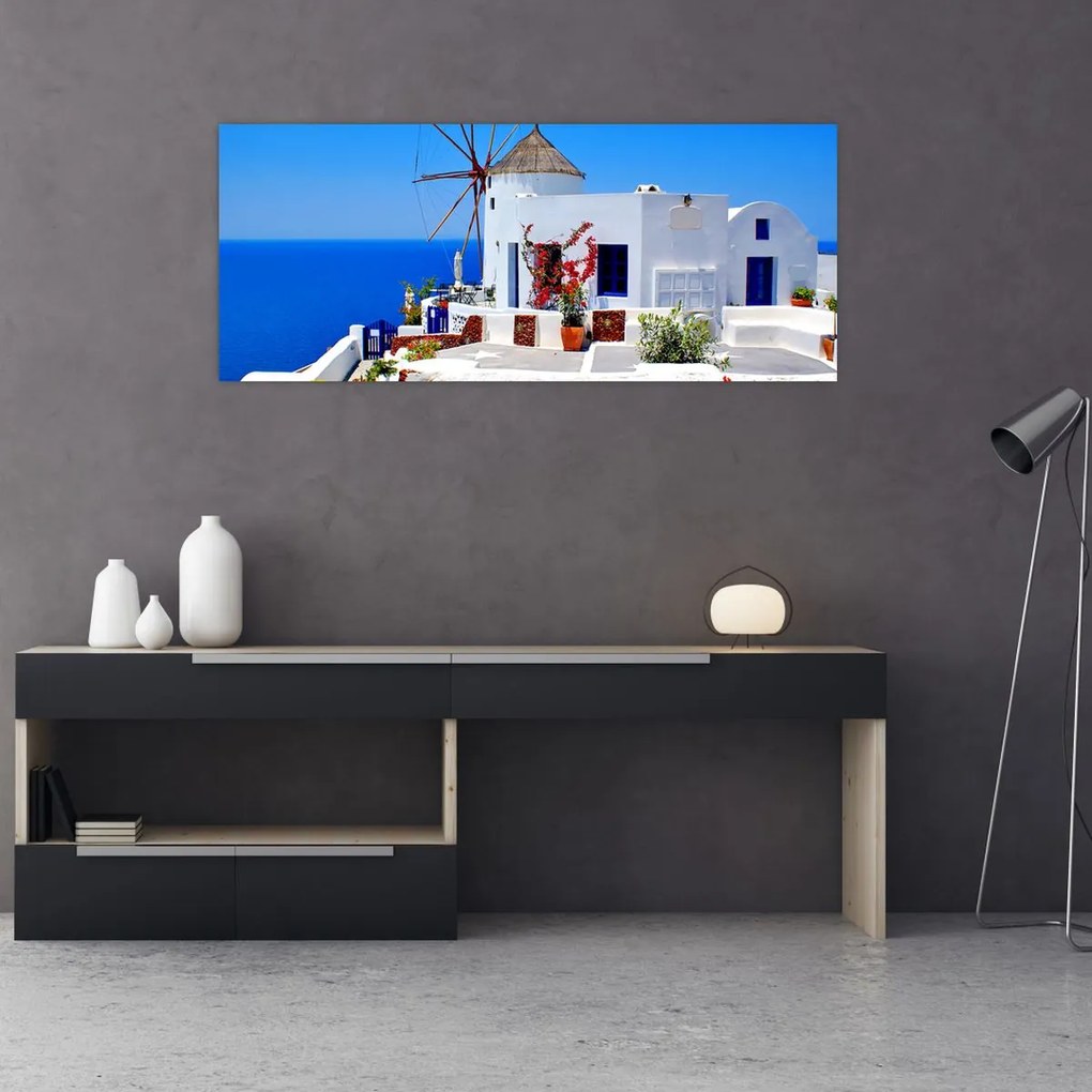 Tablou - Casă mică în Grecia (120x50 cm)
