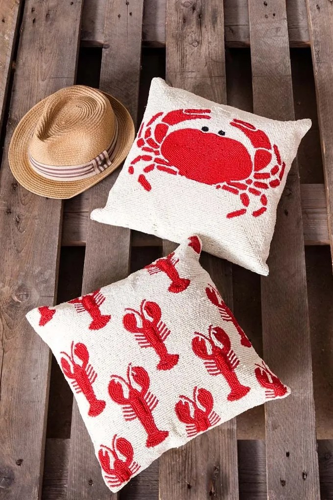 Perna decorativa, cu margele din sticla, Lobsters 35x35cm