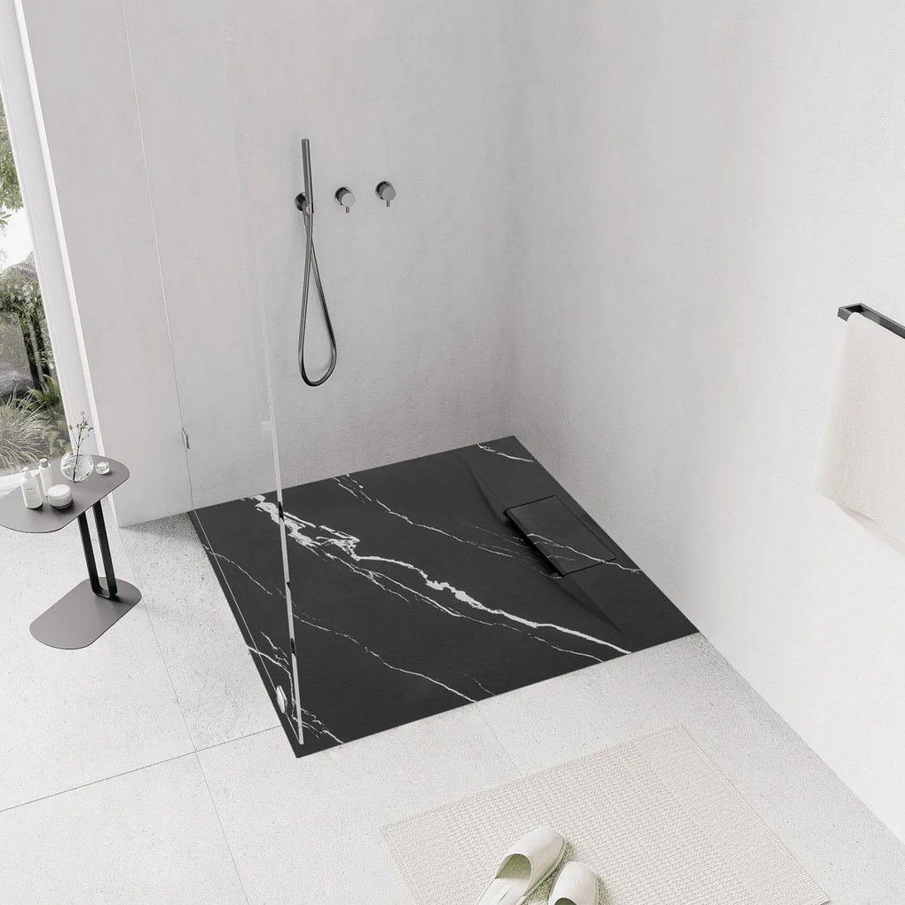 Cadita de dus Bazalt Carrara neagra 90x90
