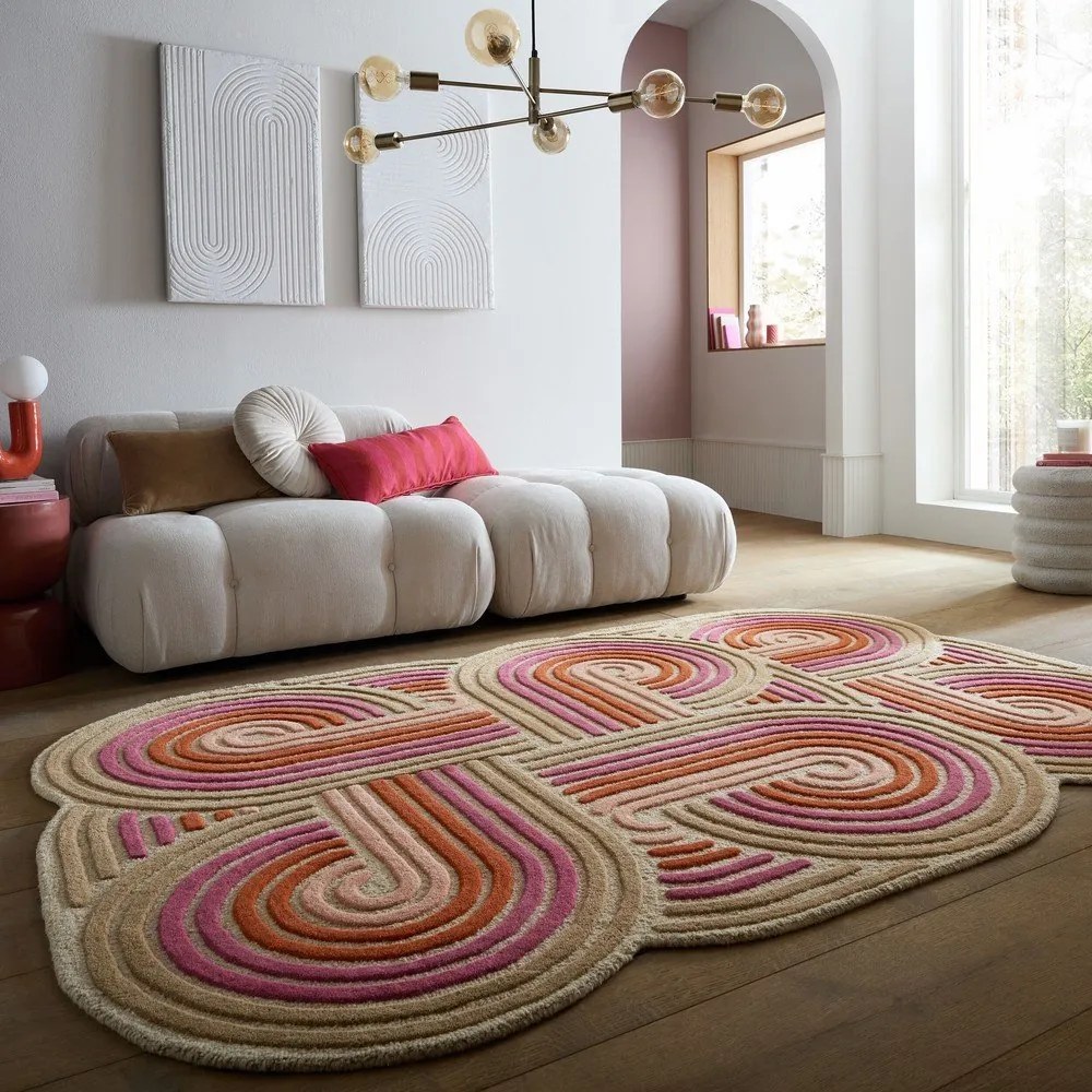 Covor roz țesut manual din lână 160x230 cm Spiral Shaped – Flair Rugs