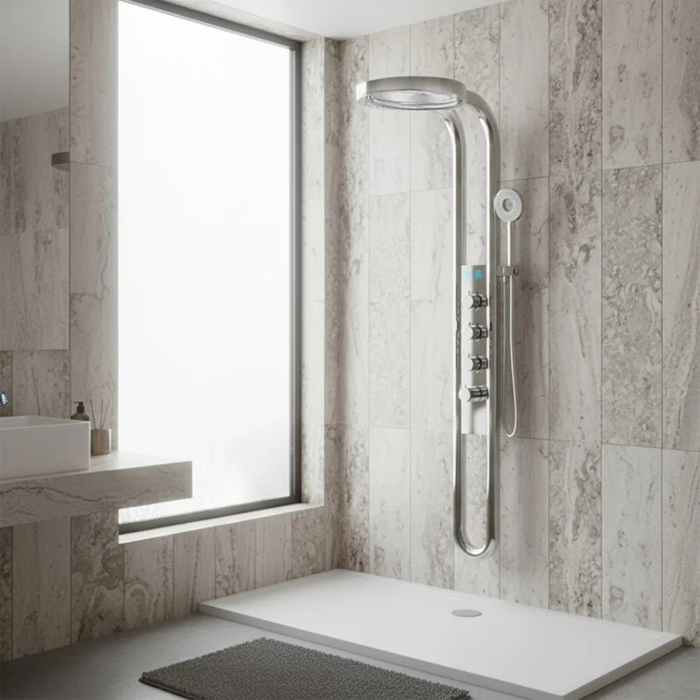 Panou de duș cu hidromasaj Aquajet crom