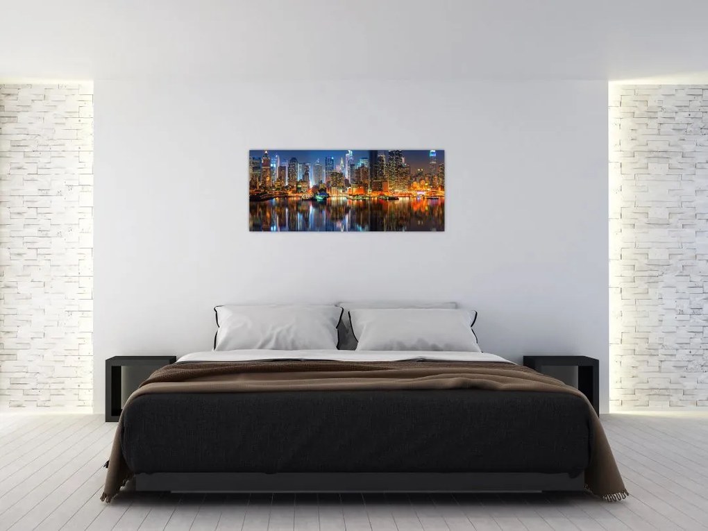Tablou cu Manhattan noaptea (120x50 cm)