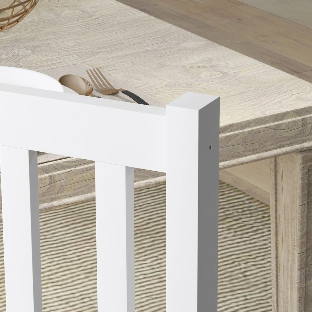 HOMCOM Set de 4 scaune de bucătărie, Scaune de masă Scaune de living, Lemn masiv, design modern, 38,5 cm x 47,5 cm x 99 cm, Natural | Aosom Romania