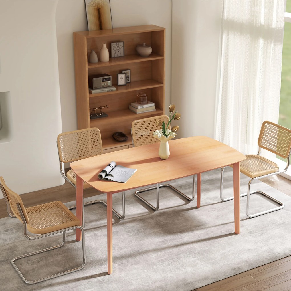 HOMCOM Masă de dining rectangulară pentru 6 persoane masă de bucătărie 150 cm din lemn masiv 150 x 80 x 76 cm lemn natural | Aosom Romania