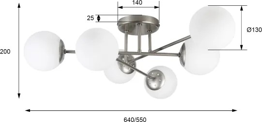 Lustră aplicată MALENA 6xE14/5W/230V crom mat/alb