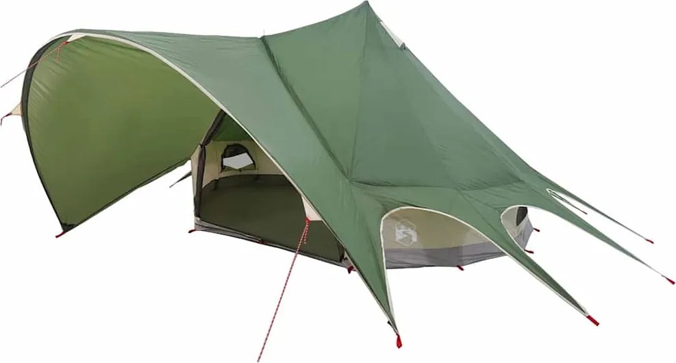 vidaXL Cort Teepee pentru 3 Persoane Verde și gri 600 x 600 x 347 cm