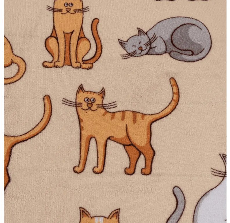 Cearsaf Cocolino microplus cu elastic COLORED CATS 90x200 cm crem