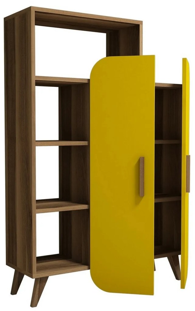 Bibliotecă Form Yellow and Walnut