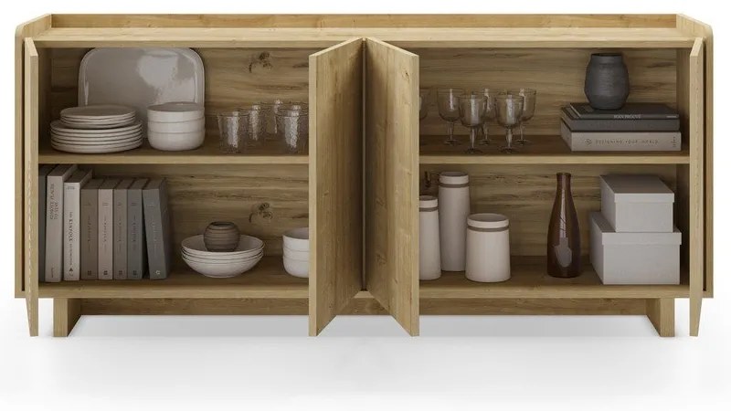 Comodă în culoare naturală cu aspect de lemn de stejar 180x80x40 cm Daira – Marckeric