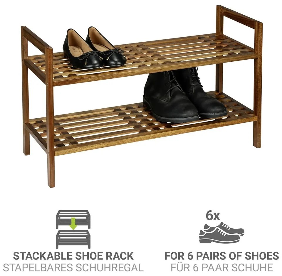 Pantofar în culoare naturală din lemn de acacia 69x40,5x27 cm Fondi – Wenko