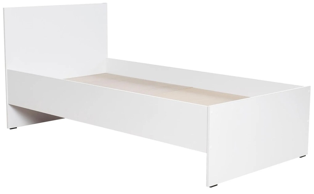 Pat de o persoană 90 cm Vobima 1 (alb) (cu somieră). 1094823