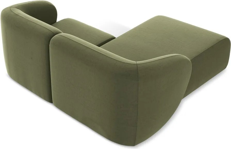 Colțar verde cu tapițerie din catifea (cu colț pe partea stângă/cu șezlong) Lani – Makamii