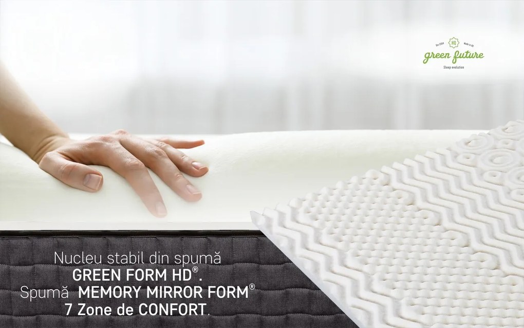 Saltea ortopedica STAR, 120x190x25 cm, 4 cm spuma Memory, 7 zone de confort, hipoalergenica, reversibila, medie/ferma