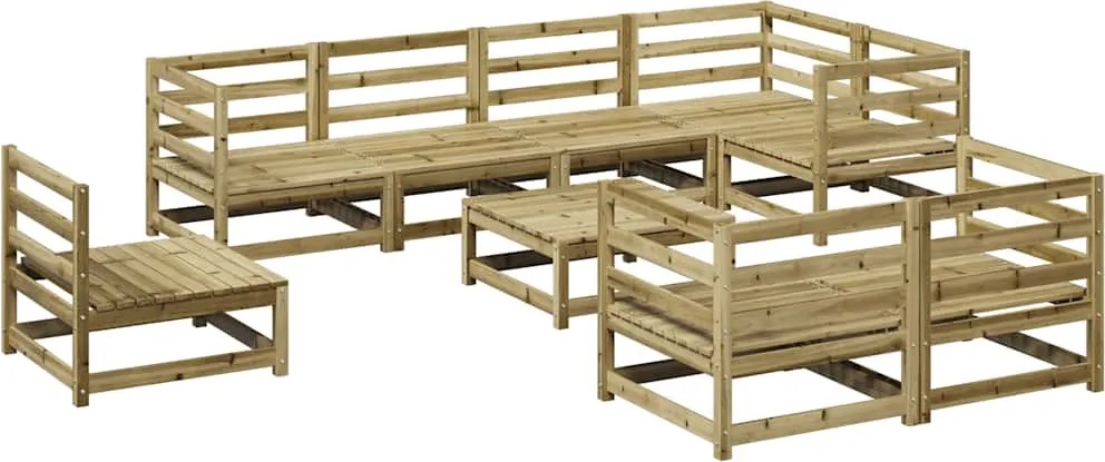 vidaXL Set canapea de grădină, 9 piese, lemn de pin tratat
