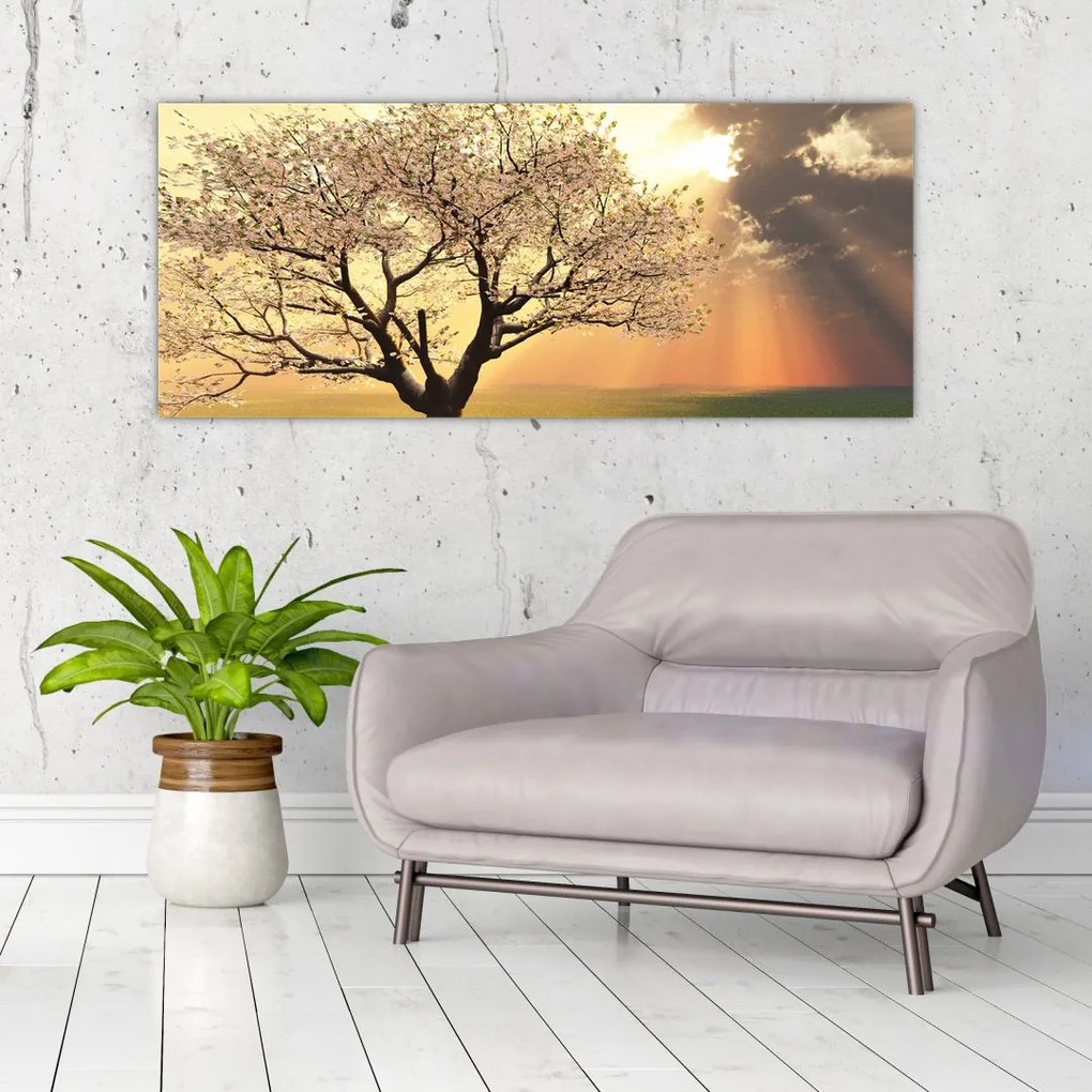 Tablou cu copac pe luncă (120x50 cm)