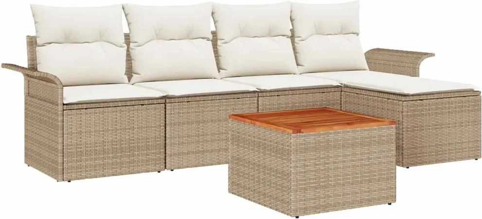 vidaXL Set de canapele pentru grădină 6 pcs Bej și crem poliratan