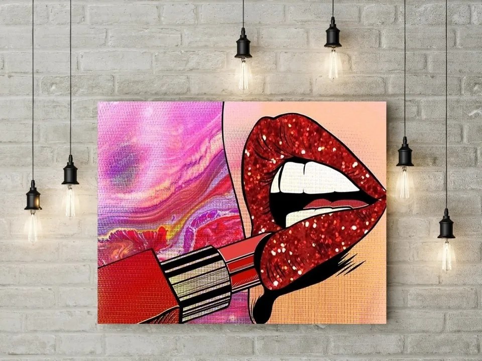 Tablou canvas Lipstic Lips Light 120x80 cm
