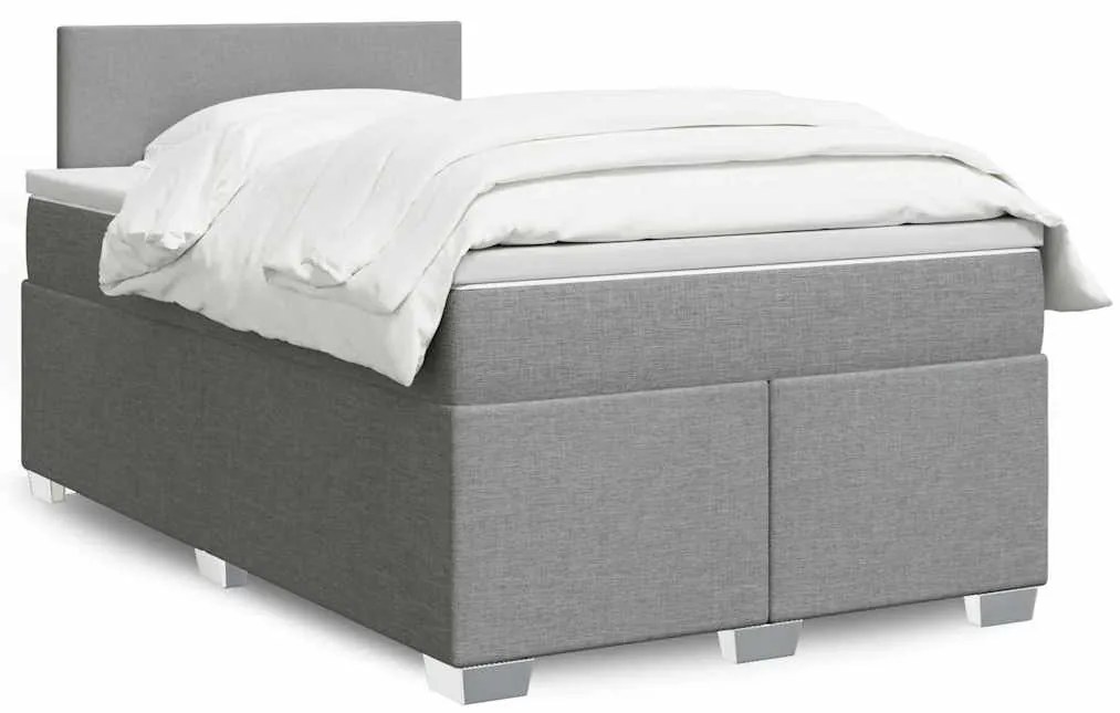 vidaXL Pat box spring cu saltea, gri deschis, 120x190 cm, textil