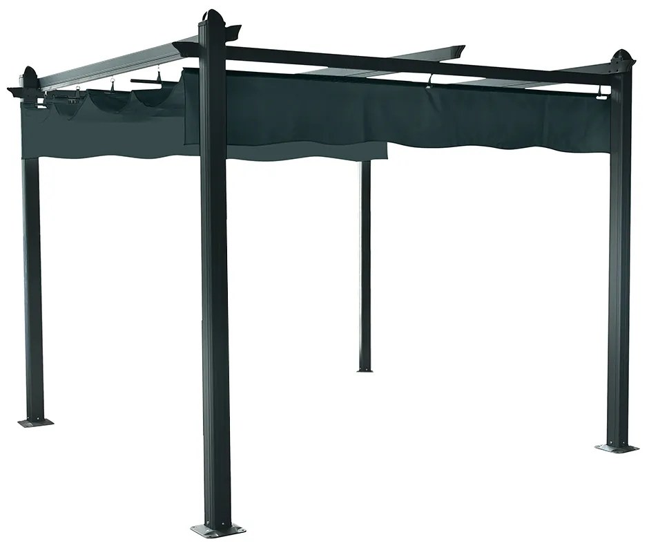 Pergolă de lux cu acoperiş glisant, aluminiu, grafit, PEPY LUX