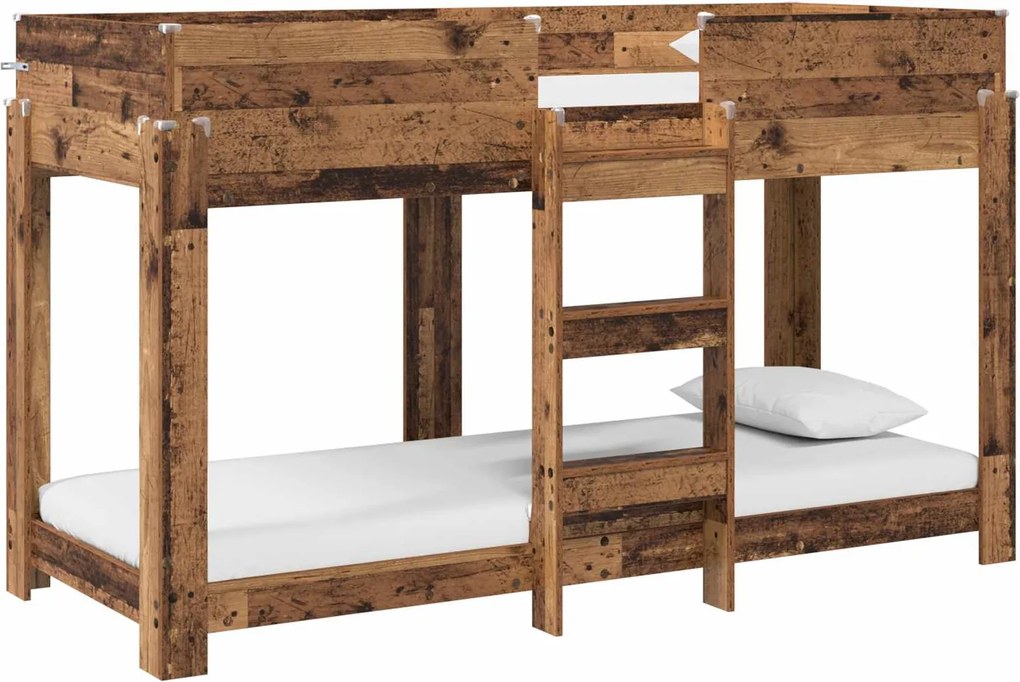 vidaXL Pat Etajat pentru Copii Lemn vechi 75 x 190 cm Lemn compozit