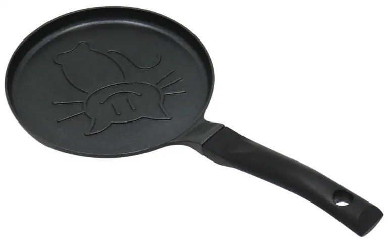 Plită pentru clătite Klausberg KB 7973, 18 cm, Fund în relief cu pisicuță, Acoperire antiaderentă, fără PFOA, Inducție, Negru