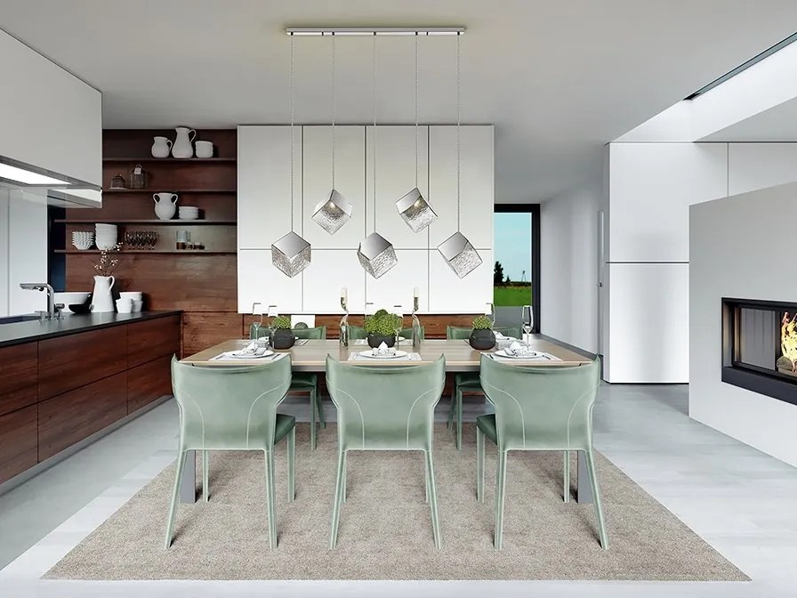 Lustra moderna cu 5 Pendule design decorativ Priscila crom