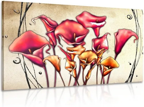Tablou flori roșii calla lily