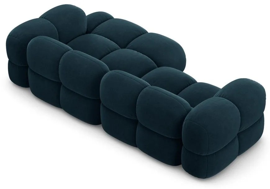 Colțar albastru închis cu tapițerie din catifea (cu colț pe partea dreaptă/cu șezlong) Loretto – Cosmopolitan Design