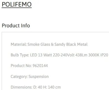 Lustra LED design modern POLIFEMO fumuriu, 40cm