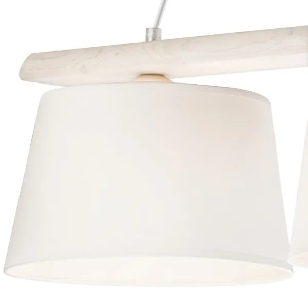 Lustră suspendată pe cablu AIDA, 3xE27/60W/230V, Ø 25 cm, stejar/alb