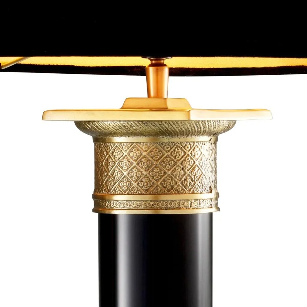 Veioza, lampa de masa LUX neagra, finisaj brass, H-83cm, Monaco 101640 HZ