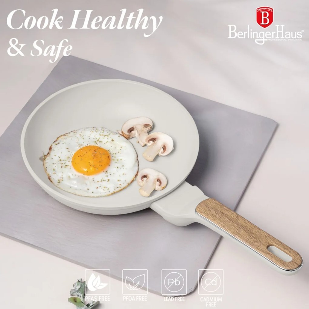 Set tigai 3 piese Sahara Nordic Berlinger Haus BH 8322, crem mat, compatibile cu toate tipurile de plita, invelis antiaderent titanPro