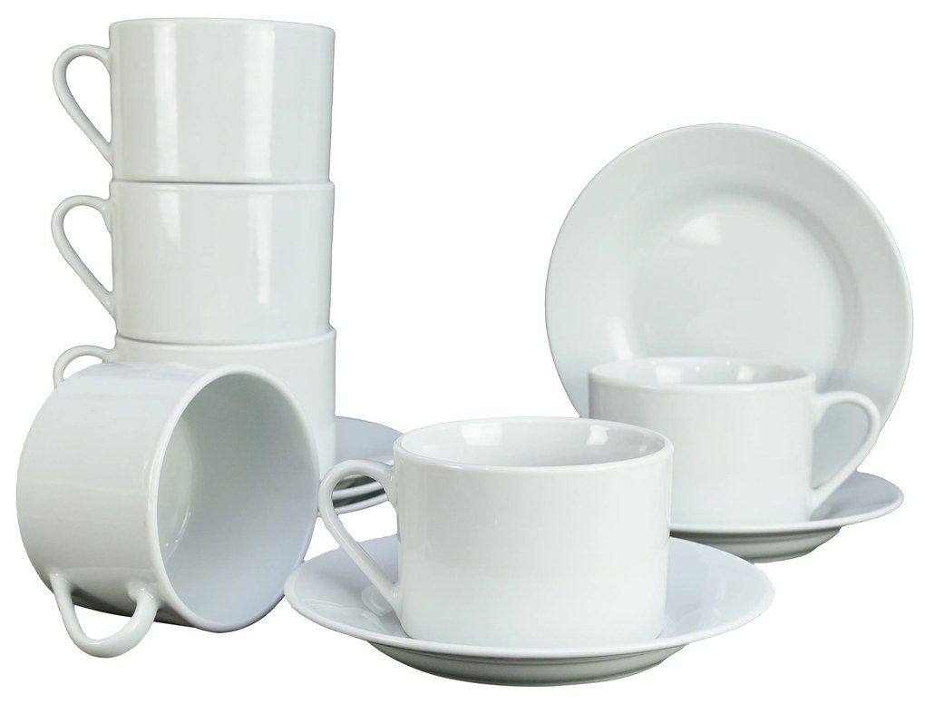 Set 6 Cesti cu Farfurii de Portelan de 220 ml - Colectia Cesiro Prestige