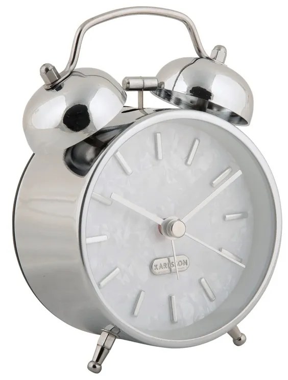 Karlsson 6009CH design ceas cu alarmă argintiu, diametru 12 cm