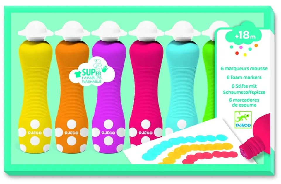 Set 6 culori pentru degete cu aplicator Djeco