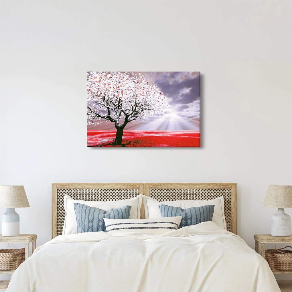 Tablou cu pomul roșu (90x60 cm)