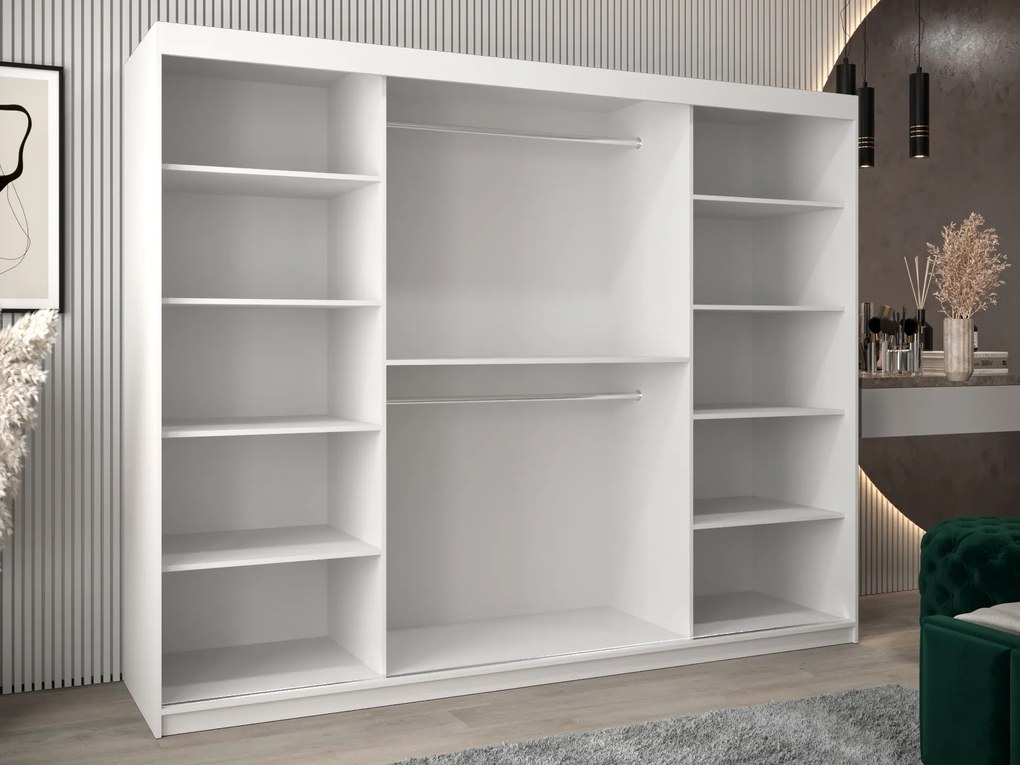 Dulap de haine 250 cm Eclipse (Alb mat + Stejar sonoma). 1063444
