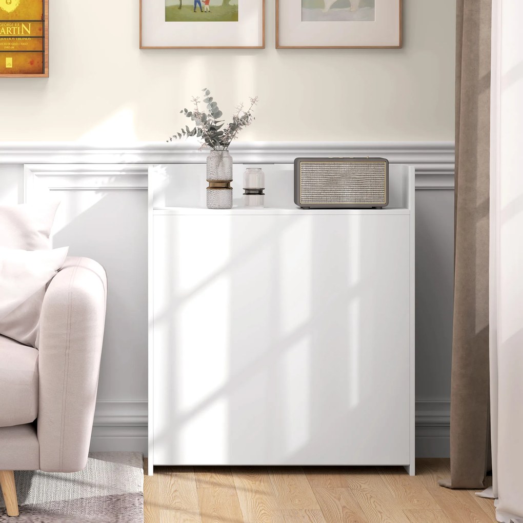 HOMCOM Masă pliabilă, perfectă pentru spații mici, cu 4 rafturi discrete, masă pliabilă de bucătărie, funcție anti-răsturnare, Alb | Aosom Romania