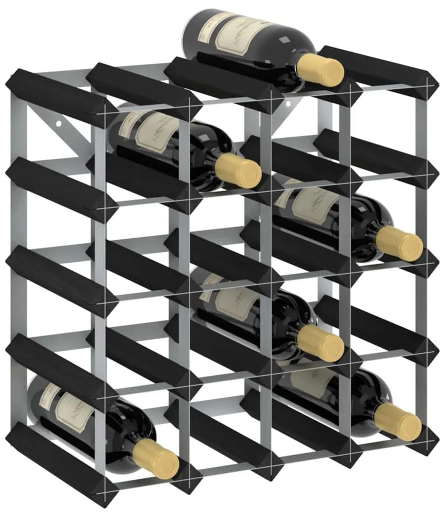 Suport de vinuri, 20 sticle, negru, lemn masiv de pin 20, 20