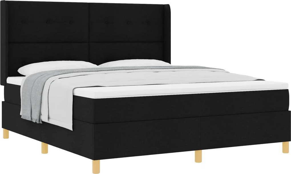 vidaXL Pat cu arcuri cu saltea Negru 180 x 200 cm țesătură