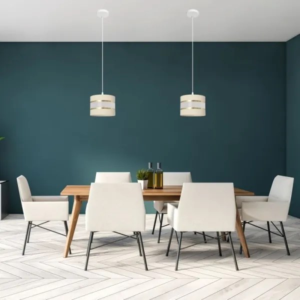 Lustră pe cablu HELEN 1xE27/15W/230V d. 20 cm crem/aurie