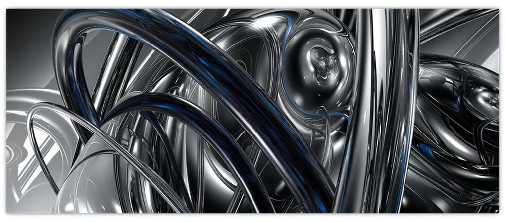 Tabloul cu abstracție gri cu albastru (120x50 cm)