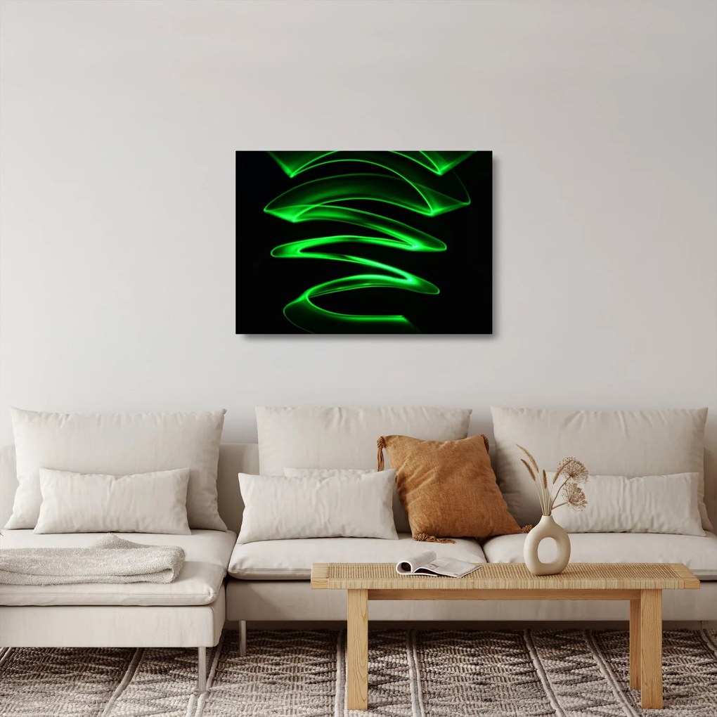 Tablou pe sticlă - valuri neon (70x50 cm)