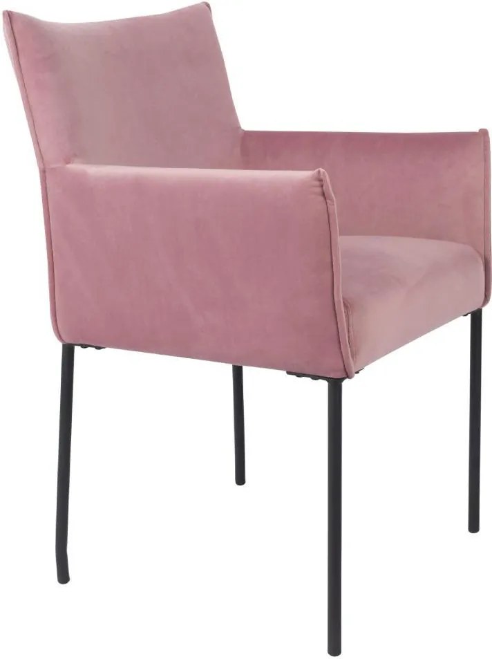 Scaun cu brate catifea si metal Dion Pink | WHITE LABEL LIVING