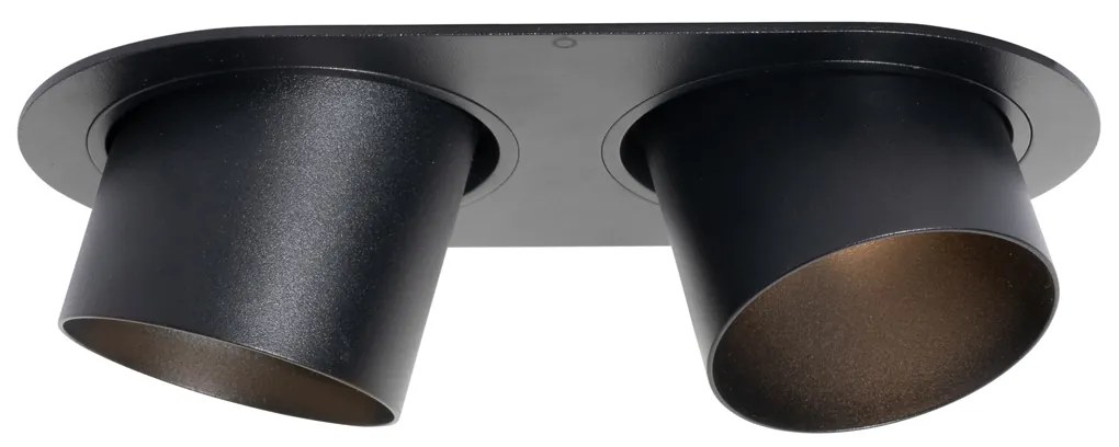 Set de 6 spoturi încastrate negre GU10 70mm înclinabile cu 2 lumini - Installa